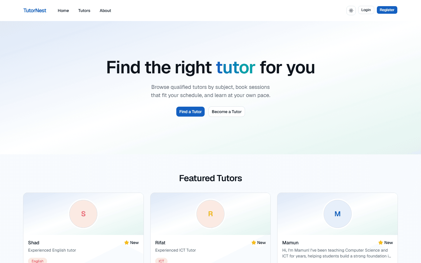 Screenshot of TutorNest — Tutoring Marketplace